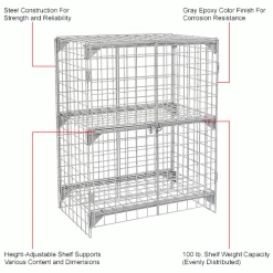 Global Industrial™ Wire Mesh Security Cage Locker, 36"Wx24"Dx48"H, Gray, Unassembled -Deals Lockers Store 184084IN 1wco