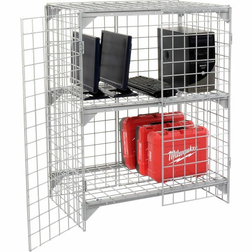 Global Industrial Wire Mesh Security Cage Locker, 36"Wx24"Dx36"H, Gray, Unassembled 4 Global Industrial Wire Mesh Security Cage Locker, 36"Wx24"Dx36"H, Gray, Unassembled - Image 2