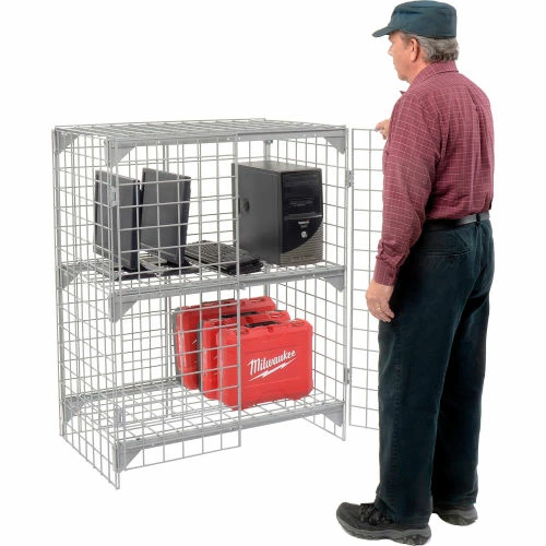 Global Industrial Wire Mesh Security Cage Locker, 36"Wx24"Dx36"H, Gray, Unassembled 5 Global Industrial Wire Mesh Security Cage Locker, 36"Wx24"Dx36"H, Gray, Unassembled - Image 3