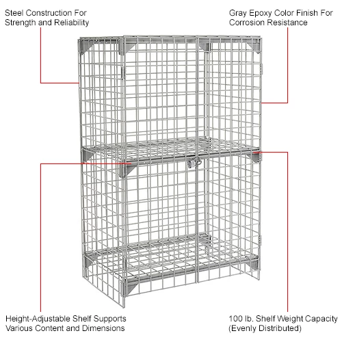 Global Industrial Wire Mesh Security Cage Locker, 36"Wx24"Dx60"H, Gray, Unassembled 27 Global Industrial Wire Mesh Security Cage Locker, 36"Wx24"Dx60"H, Gray, Unassembled - Image 25