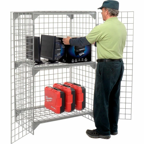 Global Industrial Wire Mesh Security Cage Locker, 36"Wx24"Dx60"H, Gray, Unassembled 5 Global Industrial Wire Mesh Security Cage Locker, 36"Wx24"Dx60"H, Gray, Unassembled - Image 3
