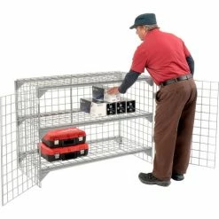 Global Industrial™ Wire Mesh Security Cage Locker, 48"Wx24"Dx36"H, Gray, Unassembled -Deals Lockers Store 184087 02