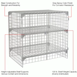 Global Industrial Wire Mesh Security Cage Locker, 48"Wx24"Dx48"H, Gray, Unassembled 56 Global Industrial Wire Mesh Security Cage Locker, 48"Wx24"Dx48"H, Gray, Unassembled -Deals Lockers Store 184088IN 1wco