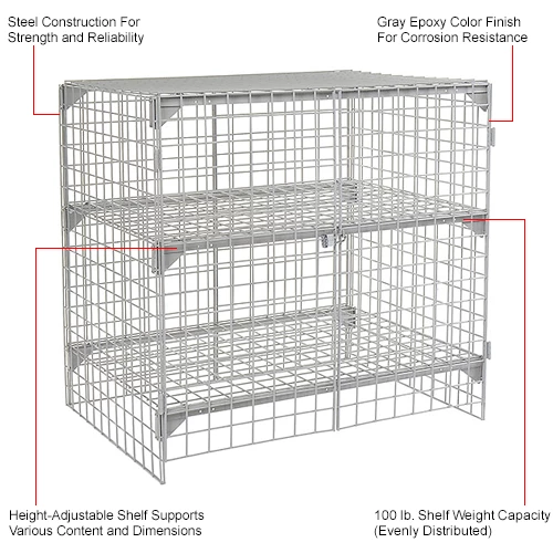 Global Industrial Wire Mesh Security Cage Locker, 48"Wx24"Dx48"H, Gray, Unassembled 27 Global Industrial Wire Mesh Security Cage Locker, 48"Wx24"Dx48"H, Gray, Unassembled - Image 25