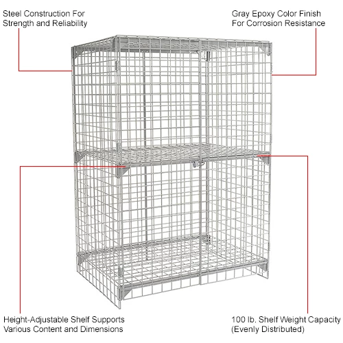 Global Industrial Wire Mesh Security Cage Locker, 48"Wx24"Dx72"H, Gray, Unassembled 27 Global Industrial Wire Mesh Security Cage Locker, 48"Wx24"Dx72"H, Gray, Unassembled - Image 25