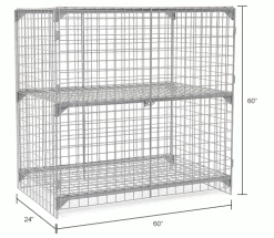 Global Industrial™ Wire Mesh Security Cage Locker, 60"Wx24"Dx60"H, Gray, Unassembled -Deals Lockers Store 184092IN dim