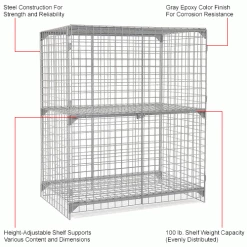 Global Industrial™ Wire Mesh Security Cage Locker, 60"Wx24"Dx72"H, Gray, Unassembled -Deals Lockers Store 184093IN 1wco