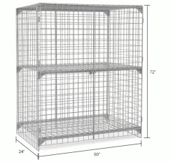 Global Industrial™ Wire Mesh Security Cage Locker, 60"Wx24"Dx72"H, Gray, Unassembled -Deals Lockers Store 184093IN dim