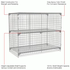 Global Industrial™ Wire Mesh Security Cage Locker, 72"Wx24"Dx60"H, Gray, Unassembled -Deals Lockers Store 184095IN 1wco