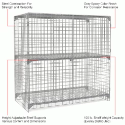 Global Industrial™ Wire Mesh Security Cage Locker, 72"Wx24"Dx72"H, Gray, Unassembled -Deals Lockers Store 184096IN 1wco