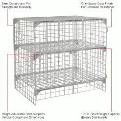 Global Industrial™ Wire Mesh Security Cage Locker, 48"Wx36"Dx48"H, Gray, Unassembled -Deals Lockers Store 184097IN 1wco