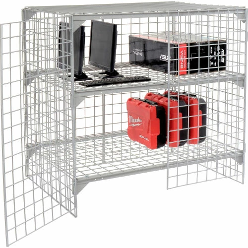 Global Industrial Wire Mesh Security Cage Locker, 48"Wx24"Dx48"H, Gray, Unassembled 4 Global Industrial Wire Mesh Security Cage Locker, 48"Wx24"Dx48"H, Gray, Unassembled - Image 2