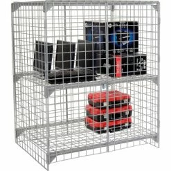 Global Industrial Wire Mesh Security Cage Locker, 48"Wx36"Dx60"H, Gray, Unassembled
