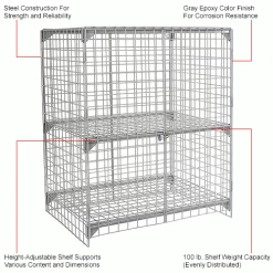 Global Industrial™ Wire Mesh Security Cage Locker, 48"Wx36"Dx60"H, Gray, Unassembled -Deals Lockers Store 184098IN 1wco