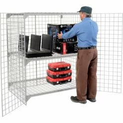 Global Industrial™ Wire Mesh Security Cage Locker, 48"Wx36"Dx60"H, Gray, Unassembled -Deals Lockers Store 184098 02 1