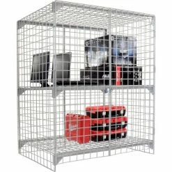 Global Industrial™ Wire Mesh Security Cage Locker, 48"Wx36"Dx60"H, Gray, Unassembled -Deals Lockers Store 184098 08 1