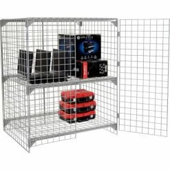 Global Industrial™ Wire Mesh Security Cage Locker, 48"Wx36"Dx60"H, Gray, Unassembled -Deals Lockers Store 184098 09 1