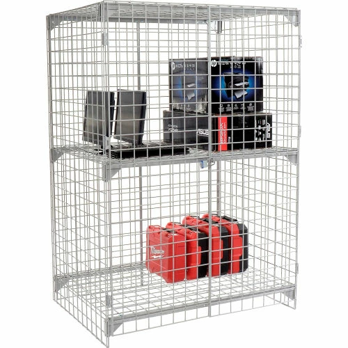 Global Industrial Wire Mesh Security Cage Locker, 48"Wx24"Dx72"H, Gray, Unassembled 3 Global Industrial Wire Mesh Security Cage Locker, 48"Wx24"Dx72"H, Gray, Unassembled