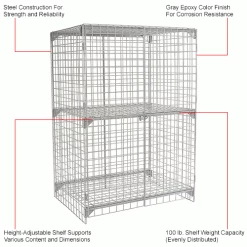 Global Industrial™ Wire Mesh Security Cage Locker, 48"Wx36"Dx72"H, Gray, Unassembled -Deals Lockers Store 184099IN 1wco