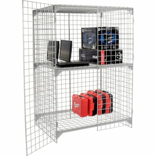 Global Industrial Wire Mesh Security Cage Locker, 48"Wx24"Dx72"H, Gray, Unassembled 4 Global Industrial Wire Mesh Security Cage Locker, 48"Wx24"Dx72"H, Gray, Unassembled - Image 2