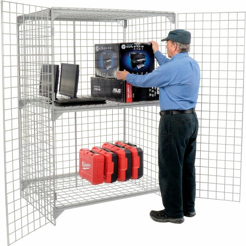 Global Industrial Wire Mesh Security Cage Locker, 48"Wx24"Dx72"H, Gray, Unassembled 5 Global Industrial Wire Mesh Security Cage Locker, 48"Wx24"Dx72"H, Gray, Unassembled - Image 3