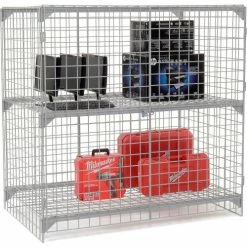 Global Industrial™ Wire Mesh Security Cage Locker, 60"Wx24"Dx60"H, Gray, Unassembled