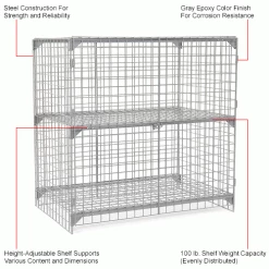 Global Industrial™ Wire Mesh Security Cage Locker, 60"Wx36"Dx60"H, Gray, Unassembled -Deals Lockers Store 184101IN 1wco