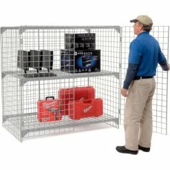 Global Industrial™ Wire Mesh Security Cage Locker, 60"Wx36"Dx60"H, Gray, Unassembled -Deals Lockers Store 184101 02 1