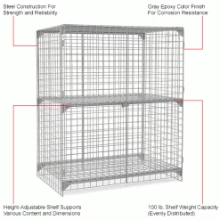 Global Industrial Wire Mesh Security Cage Locker, 60"Wx36"Dx72"H, Gray, Unassembled 48 Global Industrial Wire Mesh Security Cage Locker, 60"Wx36"Dx72"H, Gray, Unassembled -Deals Lockers Store 184102IN 1wco