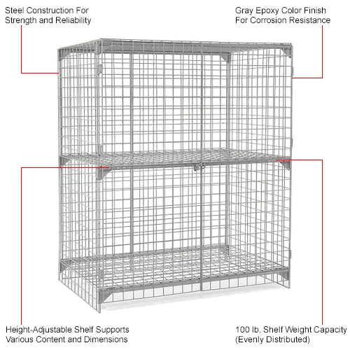 Global Industrial Wire Mesh Security Cage Locker, 60"Wx36"Dx72"H, Gray, Unassembled 23 Global Industrial Wire Mesh Security Cage Locker, 60"Wx36"Dx72"H, Gray, Unassembled - Image 21