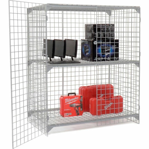 Global Industrial Wire Mesh Security Cage Locker, 60"Wx36"Dx72"H, Gray, Unassembled 4 Global Industrial Wire Mesh Security Cage Locker, 60"Wx36"Dx72"H, Gray, Unassembled - Image 2