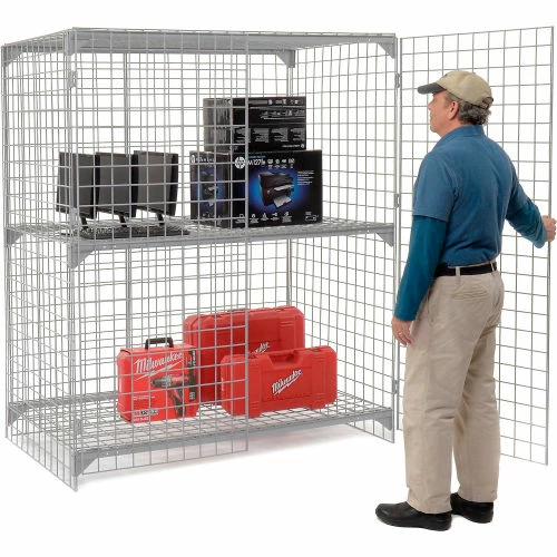 Global Industrial Wire Mesh Security Cage Locker, 60"Wx36"Dx72"H, Gray, Unassembled 5 Global Industrial Wire Mesh Security Cage Locker, 60"Wx36"Dx72"H, Gray, Unassembled - Image 3