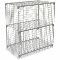 Global Industrial™ Wire Mesh Security Cage Locker, 60"Wx24"Dx72"H, Gray, Unassembled -Deals Lockers Store 184102 04 1