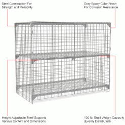 Global Industrial™ Wire Mesh Security Cage Locker, 72"Wx36"Dx60"H, Gray, Unassembled -Deals Lockers Store 184104IN 1wco