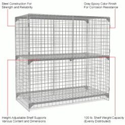 Global Industrial™ Wire Mesh Security Cage Locker, 72"Wx36"Dx72"H, Gray, Unassembled -Deals Lockers Store 184105IN 1wco