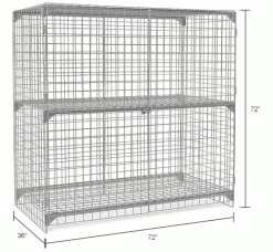 Global Industrial™ Wire Mesh Security Cage Locker, 72"Wx36"Dx72"H, Gray, Unassembled -Deals Lockers Store 184105IN dim