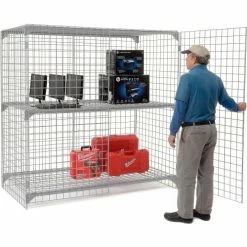 Global Industrial™ Wire Mesh Security Cage Locker, 72"Wx24"Dx72"H, Gray, Unassembled -Deals Lockers Store 184105 02 1