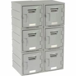 Remco Plastics 6-Tier 6 Door Box Plastic Locker, 12"W x 15"D x 12"H, Gray, Assembled -Deals Lockers Store 238038 02