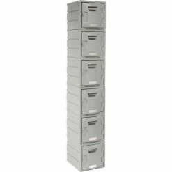 Remco Plastics 6-Tier 6 Door Box Plastic Locker, 12"W x 15"D x 12"H, Gray, Assembled -Deals Lockers Store 238038 03