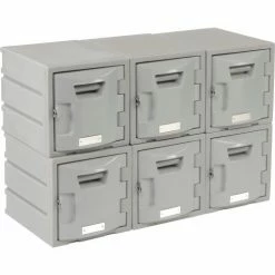 Remco Plastics 6-Tier 6 Door Box Plastic Locker, 12"W x 15"D x 12"H, Gray, Assembled -Deals Lockers Store 238038 04