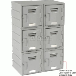 Remco Plastics 6-Tier 6 Door Box Plastic Locker, 12"W x 15"D x 12"H, Gray, Assembled -Deals Lockers Store 238038 4wco