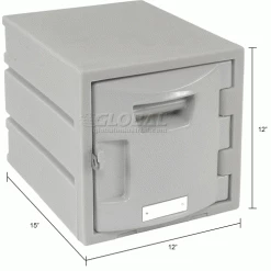 Remco Plastics 6-Tier 6 Door Box Plastic Locker, 12"W x 15"D x 12"H, Gray, Assembled -Deals Lockers Store 238038 dim