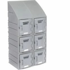 Remco Plastics 6-Tier 6 Door Box Plastic Locker, 12"W x 15"D x 23"H, Gray, Assembled -Deals Lockers Store 238039 02