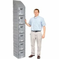 Remco Plastics 6-Tier 6 Door Box Plastic Locker, 12"W x 15"D x 23"H, Gray, Assembled -Deals Lockers Store 238039 04