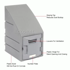Remco Plastics 6-Tier 6 Door Box Plastic Locker, 12"W x 15"D x 23"H, Gray, Assembled -Deals Lockers Store 238039 1wco