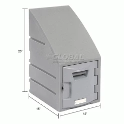 Remco Plastics 6-Tier 6 Door Box Plastic Locker, 12"W x 15"D x 23"H, Gray, Assembled -Deals Lockers Store 238039 dim