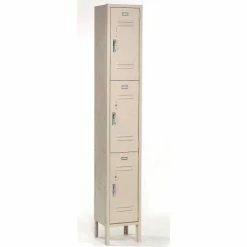 Global Industrial™ Paramount® 3-Tier 3 Door Locker, 12"Wx15"Dx24"H, Tan, Unassembled