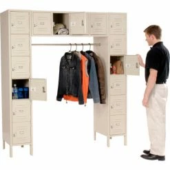 Global Industrial™ 16 Person Box Locker, 12"W x 18"D x 12"H, Tan, Unassembled -Deals Lockers Store 238232TN 02