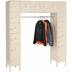 Global Industrial™ 16 Person Box Locker, 12"W x 18"D x 12"H, Tan, Unassembled -Deals Lockers Store 238232TN 05