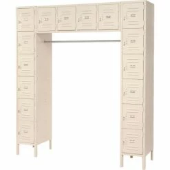 Global Industrial™ 16 Person Box Locker, 12"W x 18"D x 12"H, Tan, Assembled -Deals Lockers Store 238232TN 11 1